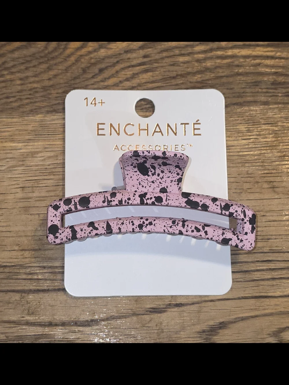 Enchante Pink & Black Speckled Hair Claw Clip